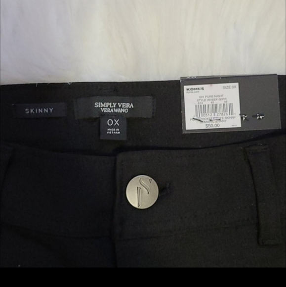 Vera Wang classic Black Mid-Rise slimming stretch fit skinny dress pants 0X - Picture 4 of 16